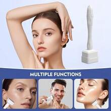 Microneedle Stamp - Microneedle Stamp For Hair, Face, Scalp, Beard - Home Microneedle Stamp - Unisex Microneedle Stamp, Titanium Microneedle Roller - Stamp Alternative - Microneedle Skincare Tool - Unisex Microneedle Roller (White) - Light Grey - View 10