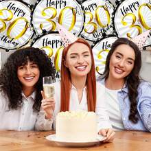 5pcs Black & Gold Foil Balloons - 18 Inches Round Digit, Suitable For 21st, 30th, 40th, 50th, 60th Birthday Celebration - Perfect For Party Decoration, Anniversary, Birthday Party - Multicolor - View 5