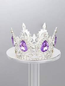 1pc Crown Bridal Headpiece, Luxury Shiny Round Princess Crown Flower Decor For Wedding Dress Valentine's Day Accessories,Summer,Beach - Multicolor - View 15