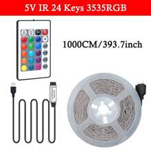 Striscia luminosa a LED RGB per retroilluminazione TV da 100 a 1000 cm, alimentata tramite USB, con telecomando a 24 tasti - Cambia colore, dimmerabile e retroilluminata, adatta per camera da letto, TV, cucina, bar, sala giochi, decorazione per feste