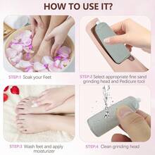 Electric Callus Removers For Feet, Haootadiy Electric Foot Callus Remover Pedicure Kits Rechargeable With12 In 1, Removes Dry Skin For Smoother Feet, Foot Care For Dead Skin Ideal Gift (White) - 粉色 - 查看 7