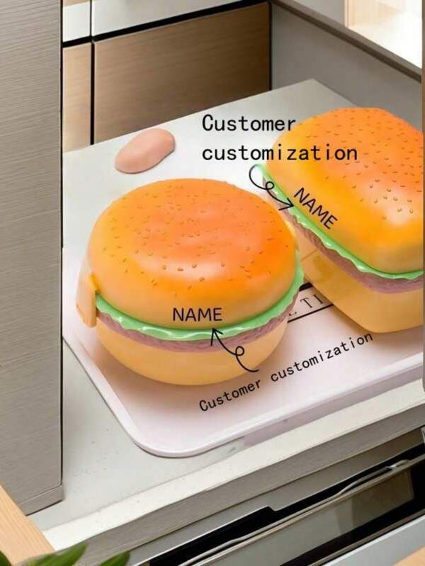 1 pieza Caja de almuerzo con hamburguesa personalizable, para trabajadores de oficina, estudiantes, caja de bento portátil, caja de comida multicapa, caja de almuerzo para niños, caja para fruta fresca