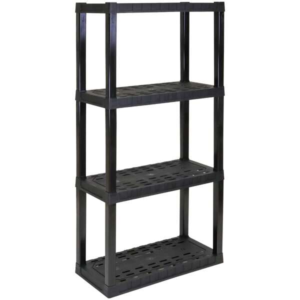 Plastic Shelves Garage Storage Shelf Heavy Duty Shelving Unit 4-Tier 57 H X 14 D X 30 W Black-400 Lbs Total Capacity