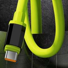 1PC PD240W超级快充数据线 适用于TYPE-C苹果15/16 高清智能LED数显硅胶充电线 Type-C转Type-C充电线 带LCD显示屏 实时电量数显 快充长线 | 光滑表面数据线 | 硅胶线 - 綠色 - 查看 8