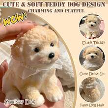 1/4个装大号Taba软萌狗狗，手工制作，可缓解成人/儿童压力，可爱柔软的泰迪狗造型，完美的挤压玩具，放松身心，乐趣无穷。