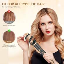 5 In 1 Auto Hair Wrap Hairstyler,Hot Air Brush For Hair Styling, Hair Blow Dryer Brush Set With Detachable Heads Comb For Straightening Voluming,Ionic Care Frizz-Free - 黑色 - 查看 11