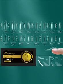 160片-320片热销透明假指甲美甲拱形指甲半磨砂美甲无痕假指甲 - 無色 - 查看 12