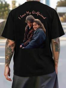 Personalisiertes T-Shirt mit Foto-/Designdruck für Herren, schwarzes T-Shirt, ideal als Geschenk zum Valentinstag/Geburtstag/Jahrestag, Firmenuniformen, Unabhängigkeitstag, Party, lässige Kurzarmoberbekleidung, täglicher Büro-Chic - Schwarz - Übersicht 4