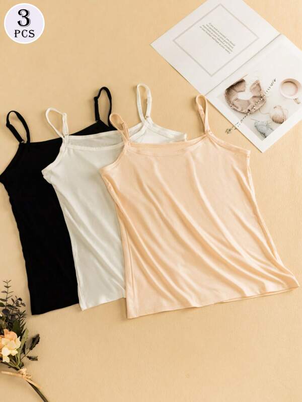 3 peças colete camisola de cor sólida feminino roupa íntima confortável