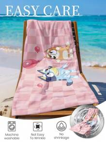 Bluey 1pc Bluey Beach Towel, Balloon And Bluey Pattern Swim Towel, Bath Towel, Fashion Style Beach Towel, Super Absorbent Bath Towel For Bathroom, Swimming, Fitness, Yoga, Soft And Comfortable Microfiber Towel, Lightweight And Portable, Wind And Sun Protection, Sandproof For Summer Travel, Vacation Holiday Bathroom Decor,Recommend Regular Sizes And Larger Sizes, (35*75cm Small Size Towel,150cm Or Above Recommended)