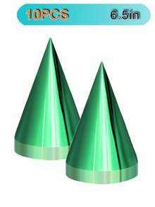 6 szt./10 szt. Kolorowe czapki na przyjęcie urodzinowe, czapki stożkowe dla dorosłych, metaliczne nakrycia głowy w kształcie stożka, czapki na przyjęcie urodzinowe dla dorosłych, zestaw hurtowy w 6 kolorach (metaliczny niebieski/zielony/złoty/srebrny/gorący róż/czerwony) - Wielokolorowe - Zobacz 16