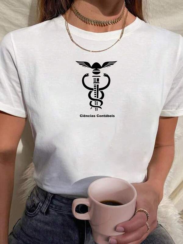 Camiseta Babylook Feminina Faculdade Símbolo Ciências Contábeis 100% Algodão