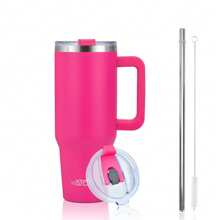 watersy 1pc WATERSY 30 Oz/40 Oz Tumbler With Handle And Straw | 100% Leakproof Insulated Tumblers, Vacuum Reusable Stainless Steel Insulated Water Bottle Travel Mug Cup | Includes ALL Accessories:2 In 1 Lid, Stainless Steel Straw, & Cleaner, For Outdoor, Camping