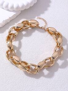1pc Women's Punk Style Chunky Metal Chain Necklace, Simple & Chic - Gold - View 2