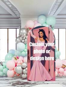 Personalized Spandex Arch Cover - Custom Arch Backdrop Cover Fit Round Top Backdrop Frame Stand, Arch Backdrop Cover For Birthday, Theme Party, Wedding,Multiple Size Options - Multicolor - View 6