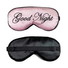 1pc Pink + Black "Good Night" Embroidered Logo Style, Soft Polyester Fabric Material Sleep Mask, Siesta Light Blocking Sleep Accessory - Pink - View 5