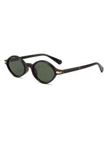 1 Pair Men's Leopard Print Small Frame Cat-Eye Fashion Fashion Glasses, Zinc Alloy, Suitable For Daily Wear