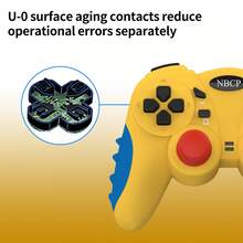 Controlador inalámbrico compatible con , Mando de juego compatible con Switch Pro, PS3, PC, Android que admite eje giroscópico, doble vibración, turbo y control de movimiento - Amarillo - Ver 3