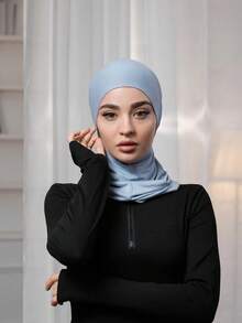 1件装女士纯色头巾，拉法帽，面罩，头带，颈套，管状围巾，弹性好，透气，吸湿排汗，多功能，适合日常生活、运动、瑜伽、健身和时尚穿搭 - 淺藍色 - 查看 4