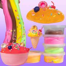 Kit de bricolaje "Slime" con 57 tipos diferentes, que incluye arcilla de color, barro de cristal, slime de mantequilla, en una caja de almacenamiento interactiva y organizada, adecuado para niños mayores de 5 años para cultivar la creatividad, la imaginación y la habilidad manual. Un gran regalo navideño con colores de accesorios aleatorios. Útiles escolares - Multicolor - Ver 11