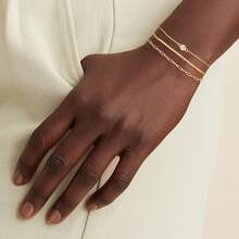 MBW Gold Bracelets Women, Dainty 14K Gold Plated Bracelet Stack Beaded Chain Bracelet Set Thin Small Cute Paperclip Bracelets Fashion Waterproof Jewelry Gold Accessories Women - 風格5 - 查看 2