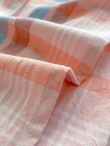 3 件套粉色格子床上用品套装（1 张床单 + 2 个枕套），柔软舒适的床上用品套装，简约风格，包含 1 张床单和 2 个枕套，无填充物，适用于宿舍、卧室，多种尺寸可选