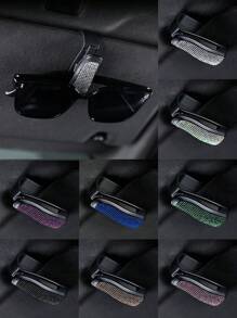 Sonnenbrillenklammer für Autos mit Strass besetzt, multifunktionales Auto Zubehör Brillenhalter für Sonnenblende mit Diamanten