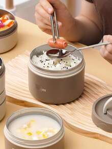 保温饭盒&保温袋-1个不锈钢保温碗和3个不锈钢保温碗+1个保温袋多种规格可选，密封保温饭盒，适合学校、办公室、户外露营和家庭使用，棕色，可微波炉加热