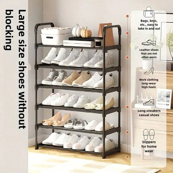 LINKOOL 1pc New 2-8 Tier Household Shoe Rack, Easy Assembly, Practical Storage Shelf, Autumn Home Decor