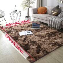 1pc Soft Shag Tie-Dyed Coffee Brown Area Rug For Living Room, Lightweight Yet Very Comfortable, Affordable Carpet Tie-Dye Fluffy Polyester Floor Carpet, , Bedroom, Game Room, Dorm Room Decor - Multicolor - View 9