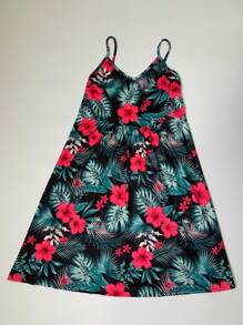 Tenues d'été pour femmes, nouvelle robe camisole à encolure en V imprimée tropicale pour les tenues de vacances, robes bohémiennes pour femmes en été