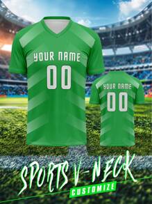 定制 2025 年运动服，男式 V 领足球俱乐部训练上衣，前后印有姓名、号码、徽标，适合日常、休闲、派对、聚会穿着