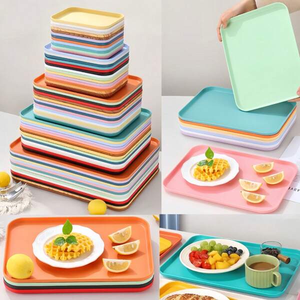 1 stuk herbruikbare, kleurrijke plastic schaal in meerdere stijlen voor ontbijt, fruit, thee, dessert en koffie. Geschikt voor vakantie, buiten eten, snacks en gebruik in de keuken. Serveerschaal voor feesten. Elegante serveerschaal. Duurzame plastic schaal, decoratieve schaal, decoratieschaal voor bruiloften.