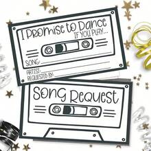 50pcs Retro Cards, Dance Commitment Cards, Wedding Song Request Cards - Music Suggestion Cards,Back To School,School Supplies - Multicolor - View 5