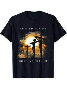 Camiseta con versículo bíblico cristiano - Jesús murió por mí - Negro - Ver 2