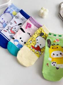 Sanrio 1/5 pares de calcetines cortos de estilo japonés y dibujos animados de Sanrio, apropiados para primavera y verano