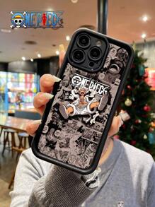 ONE PIECE ONE PIECE Manga Collage Phone Case: Collector's Item For Die-Hard Fans, "Straw Hat Pirates" Anime Graphic Black Lens Protection Phone Case Compatible With IPhone