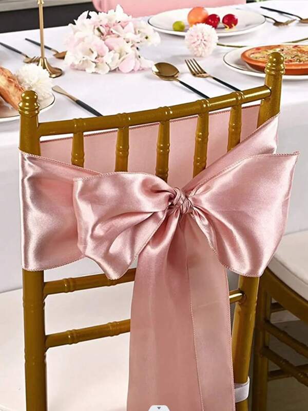 2 piezas/10 piezas Lazos para silla de satén color oro rosa, cinta de seda para hacer lazos para silla, para decoración de bodas, hogar, hotel, fiesta, cumpleaños, eventos, banquetes, ceremonias