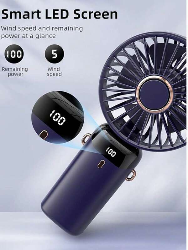 1 Stück tragbarer USB Mini-Ventilator, wiederaufladbar, kleiner Ventilator mit digitalem Display, klappbar, Aromatherapie, kleiner Elektromotor-Ventilator, tragbar für Schlafzimmer/Büro, Mini-Halsfächer