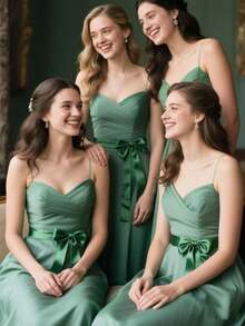 新娘腰带，时尚纯色超长腰带，配缎带蝴蝶结装饰丝带，适合婚纱、母亲节礼物、派对礼物、生日礼物、万圣节角色扮演、圣诞节等 - 粉色 - 查看 5