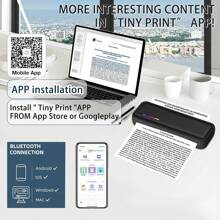 Portable Printers Wireless For Travel, Wireless Thermal Printer Support A4&A5 Thermal Paper, A4 Folded Paper, Tattoo Paper, Inkless Mobile Printer Suitable For Office, Home, School, Travel