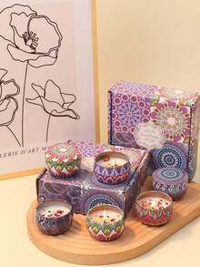 香薰套装，自制大豆蜡烛杯，用于婚礼和节日装饰的花蜡烛，送给家人和朋友的完美礼物，生日、情人节或母亲节旅行用的香薰蜡烛锡罐，香薰礼盒，房间装饰，毕业礼物