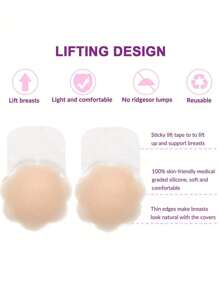 5pairs Reusable Seamless Silicone Nipple Covers, Invisible Breast Lift Tape, Anti-Slip Pasties, Solid Color Bra Accessories, Silicone, Hand Washable.
