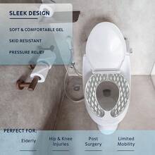Cojín de gel para asiento de inodoro, cojín elevador acolchado lavable para inodoros y sillas de inodoro, máximo alivio del dolor, confort y soporte, almohadilla adhesiva en forma de rosquilla para personas mayores y discapacitadas, color blanco, redondo - claro - Ver 5