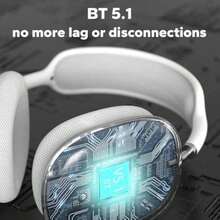 Max P9 Pro Wireless Bluetooth Headphones HiFi Stereo Noise Cancelling Waterproof Microphone Over-Ear Sports For Smart Phones For Apple , IPad, Laptops, Gifts For Family, Friends, Kids, Hallowoon, Fall - Black - View 3