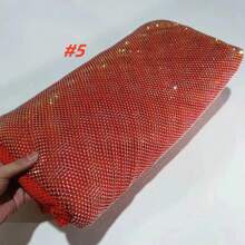 African Nigerian AB Rhinestone Fabric Glitter Rhinestone Mesh Fabric Stretch Crystal Glass Trim For Sewing Bag Shoes Dress Garment Decor