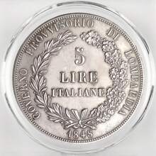 38mm/1,50 Zoll eingekapselt, 1848 Italien 5 Lire, Kupfer Kopie, ein Geschenk von einem Sammler historischer Münzen
