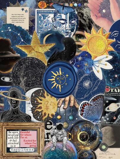50pcs Mysterious Space Stickers, Made Of PET Material, Suitable For Decorating Notebooks, Laptops, Phone Cases, Luggage, Skateboards, Helmets, School Supplies, Essential For Back To School Season