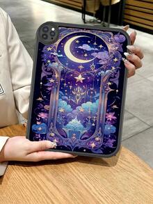 1pc Star & Moon Purple Dreamy: Tranquil Cosmic Symphony Illustration Anti-Drop Tablet Case, Built-In 360-Degree Thick Anti-Drop Protection For IPad 10th Gen 10.9", Portable Leather IPad 10.2" Tablet Protective Cover - Multicolor - View 4