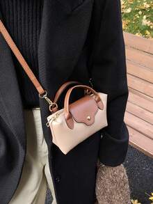 1个迷你时尚手提包，多功能女士单肩包/斜挎包，纯色迷你钱包，可装手机、零钱、口红等，日常通勤必备 - 卡其色 - 查看 5